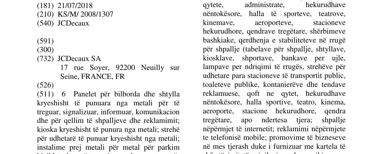 Zëri i markës JCDecaux në buletin