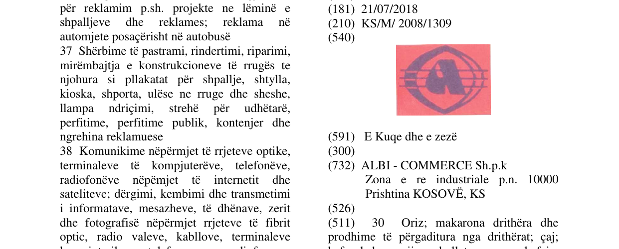 Zëri i markës Markë figurative në buletin