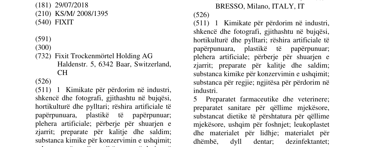 Zëri i markës FIXIT në buletin