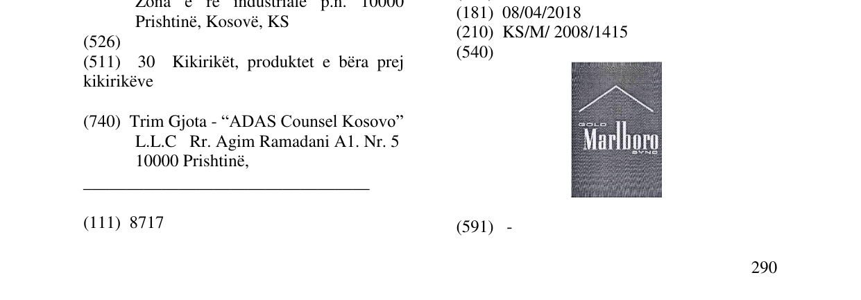 Zëri i markës MARLBORO GOLD SYNC NOTE -FIG. në buletin