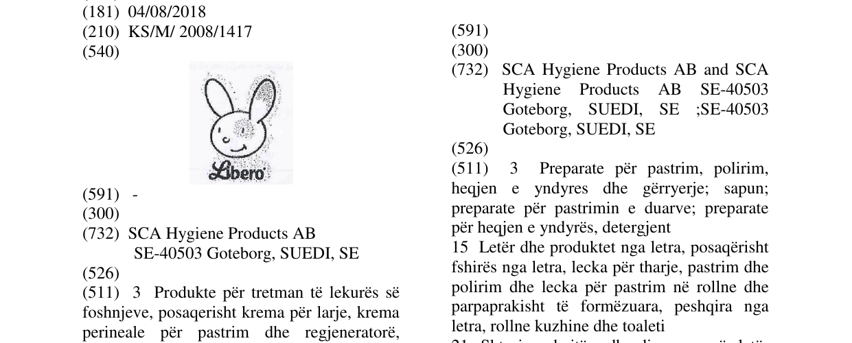 Zëri i markës LIBERO - FIG. në buletin