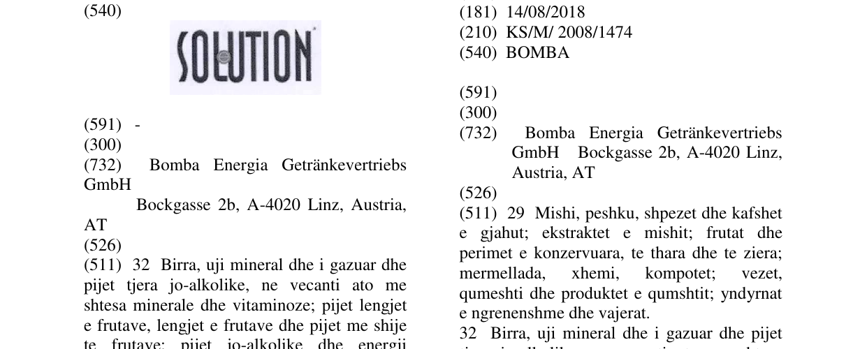 Zëri i markës BOMBA në buletin