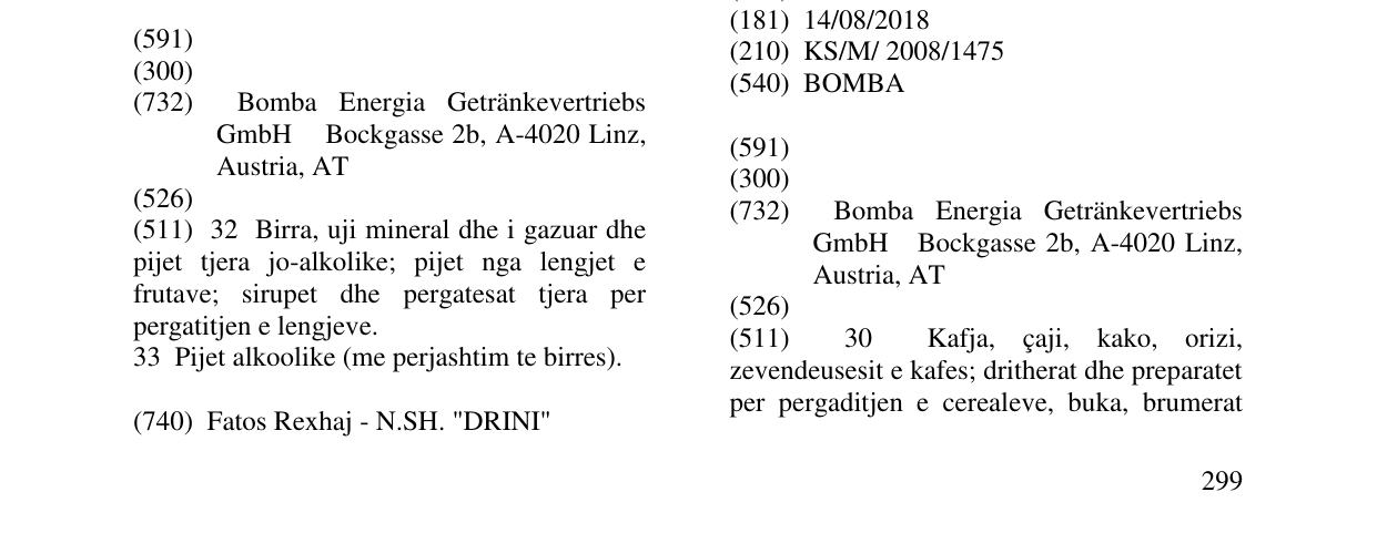 Zëri i markës BOMBA në buletin