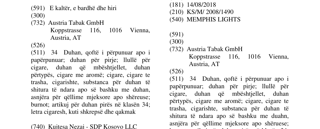 Zëri i markës MEMPHIS LIGHTS në buletin
