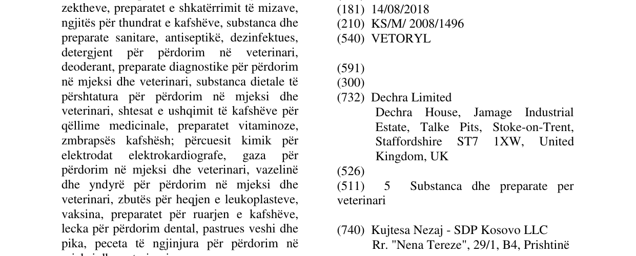 Zëri i markës VETORYL në buletin