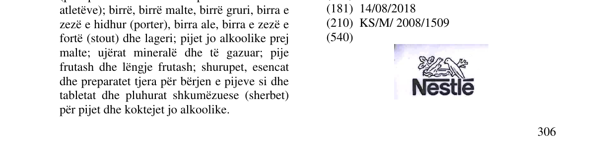 Nestle fig. markasının bültendeki kaydı