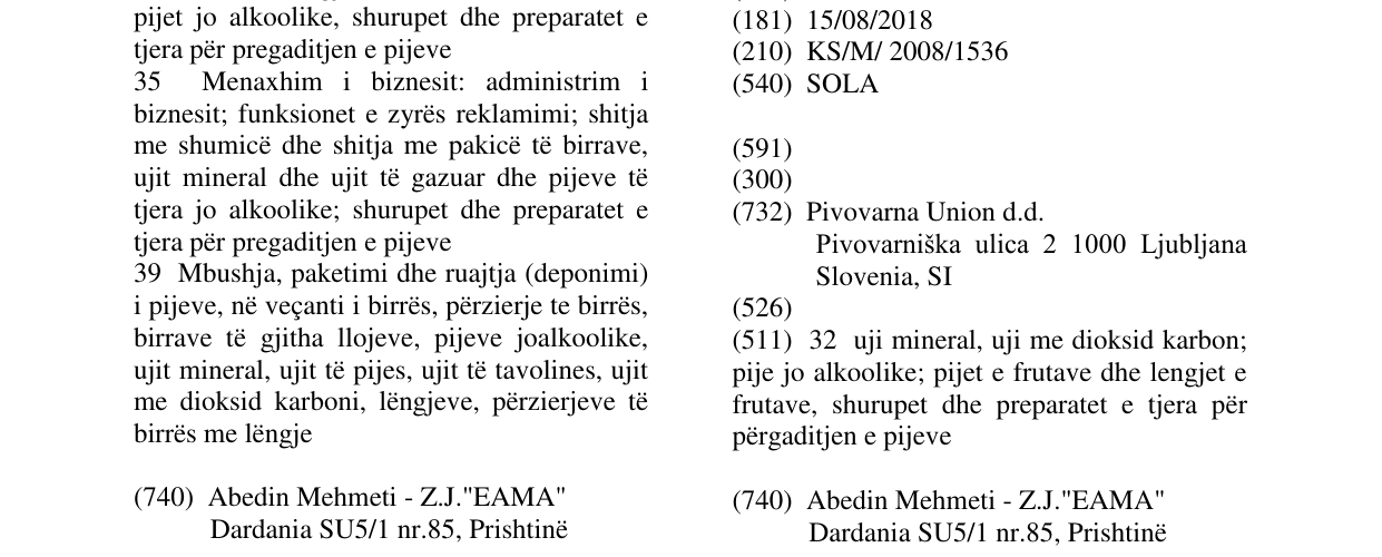 Zëri i markës SOLA në buletin