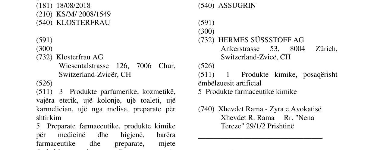 Zëri i markës KLOSTERFRAU në buletin