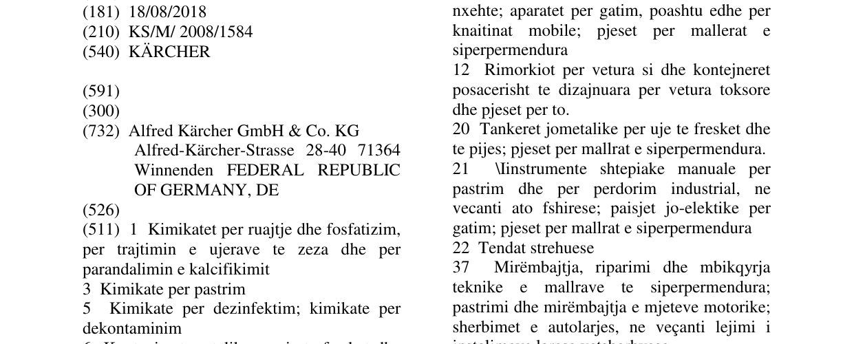 Zëri i markës KÄRCHER në buletin