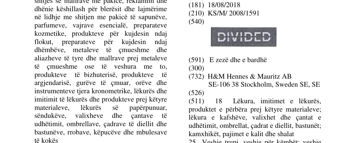 Zëri i markës DIVIDED në buletin