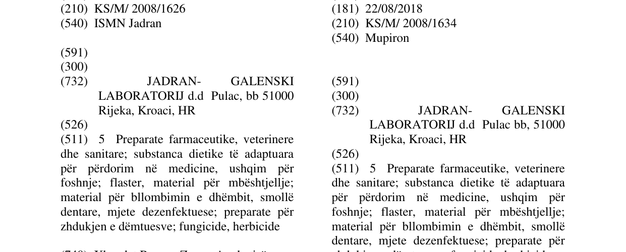 Zëri i markës Mupiron në buletin
