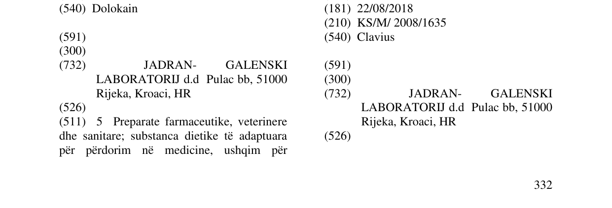 Zëri i markës Clavius në buletin