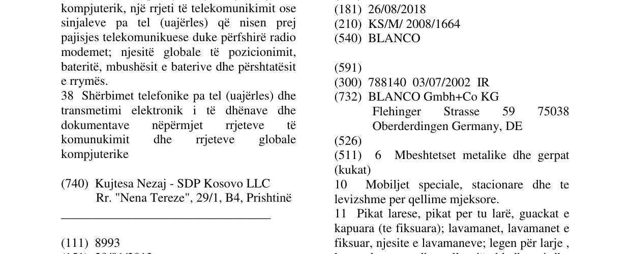 Zëri i markës BLANCO në buletin