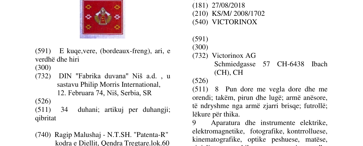 Zëri i markës VICTORINOX në buletin