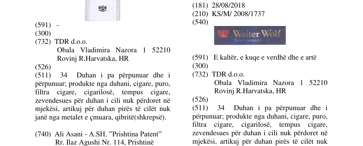 Zëri i markës WALTER WOLF në buletin
