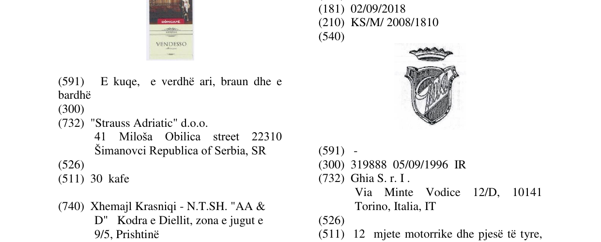 Zëri i markës GHIA & CROWN & SHIELD DEVICE në buletin