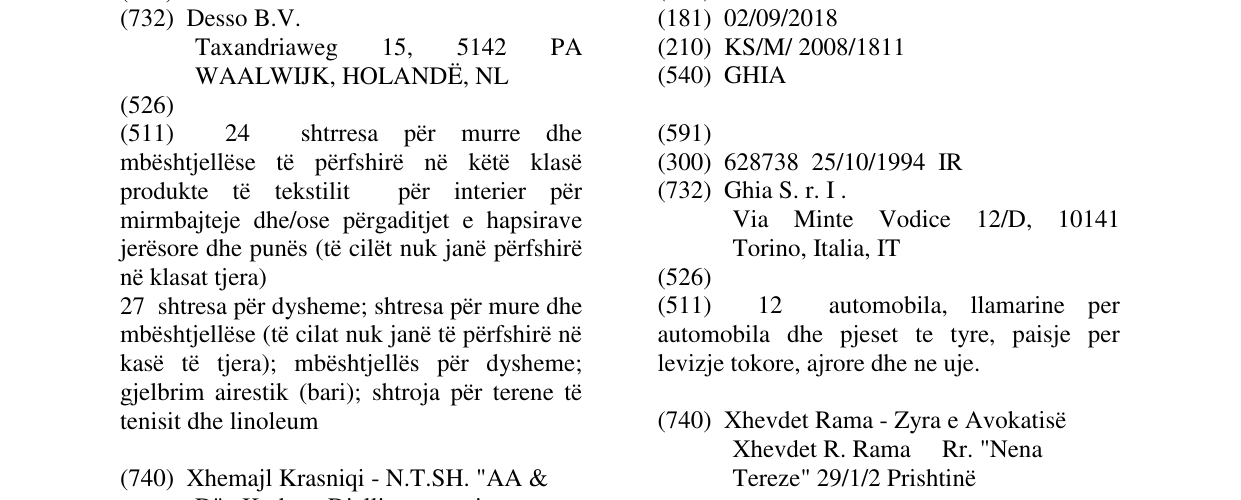 Zëri i markës GHIA në buletin