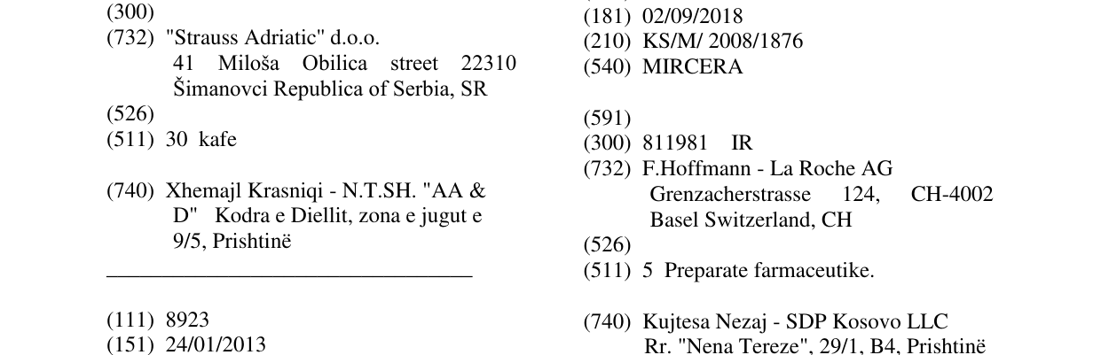 Zëri i markës MIRCERA në buletin