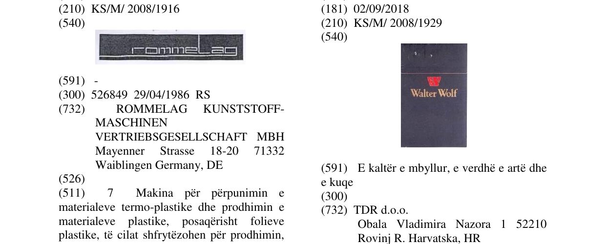 Zëri i markës WALTER WOLF në buletin
