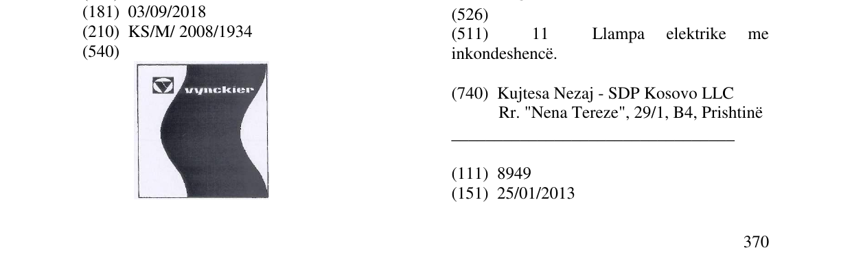 Zëri i markës VYNCKIER në buletin