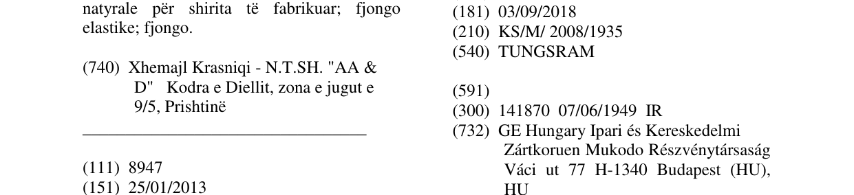 Zëri i markës TUNGSRAM në buletin