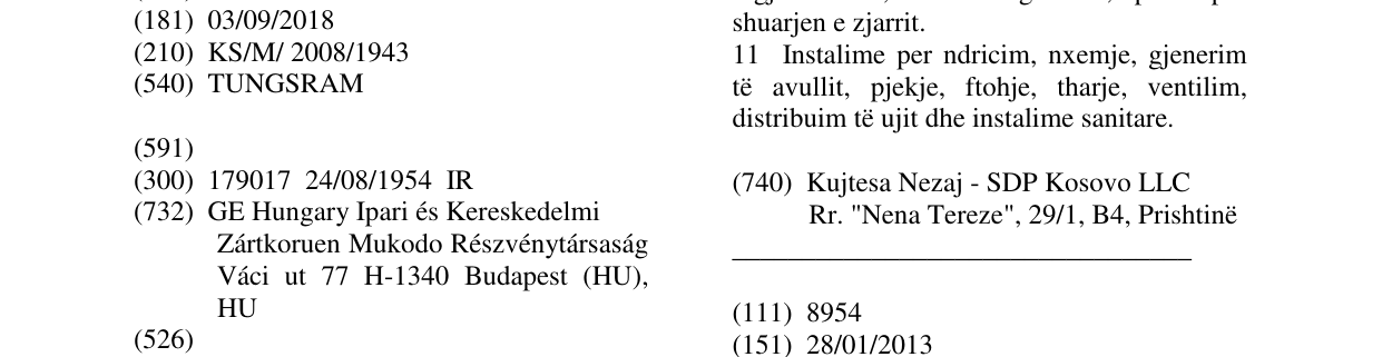 Zëri i markës TUNGSRAM në buletin