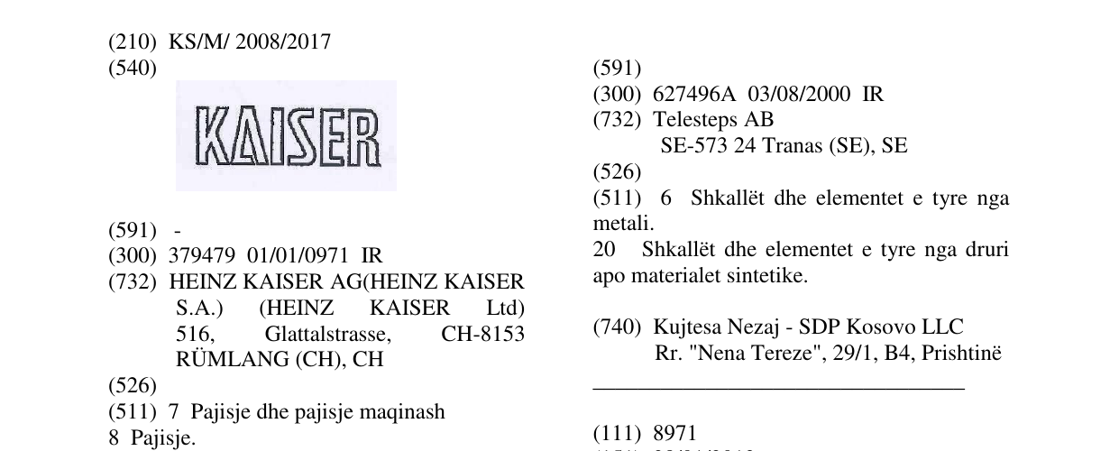 Zëri i markës KAISER në buletin