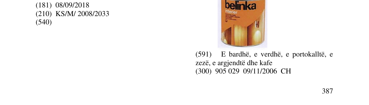 Zëri i markës belinka impregnant në buletin