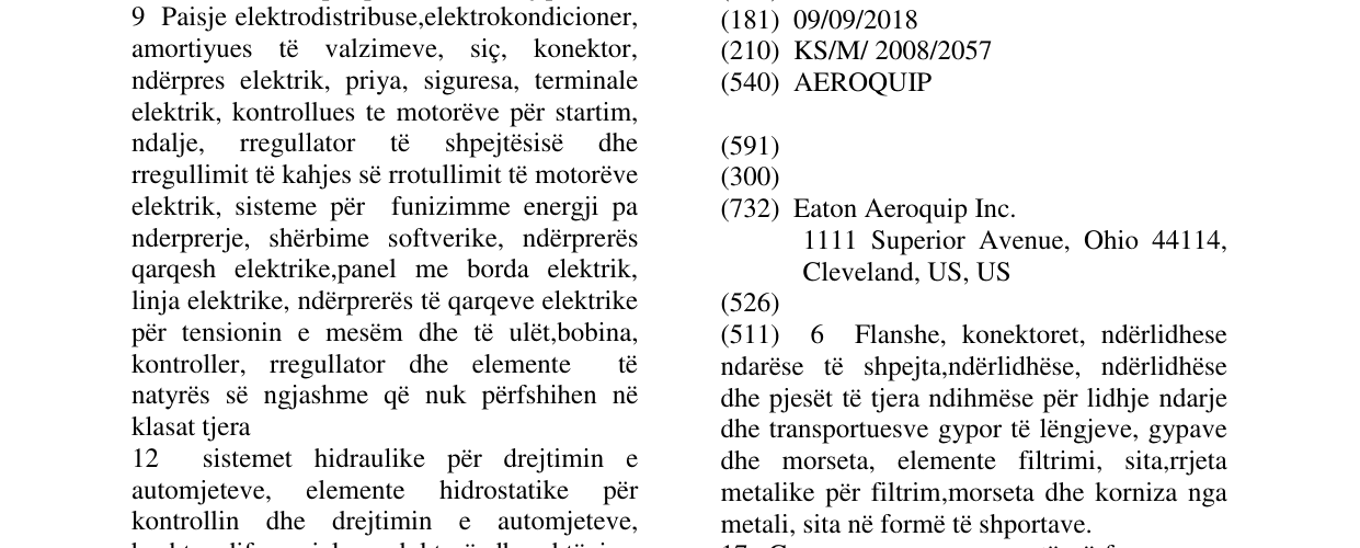 Zëri i markës AEROQUIP në buletin