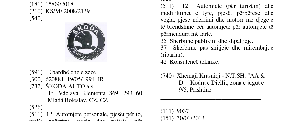 Zëri i markës ŠKODA në buletin