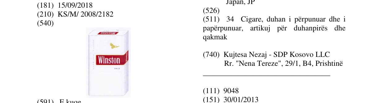 Zëri i markës Winston RED në buletin