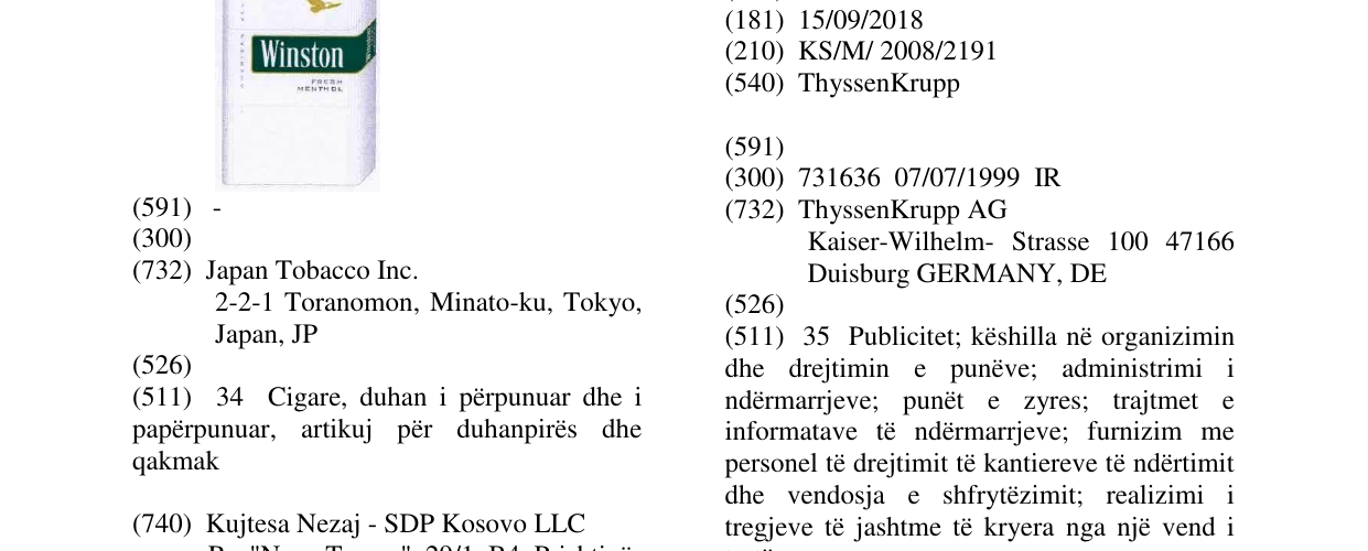 Zëri i markës ThyssenKrupp në buletin