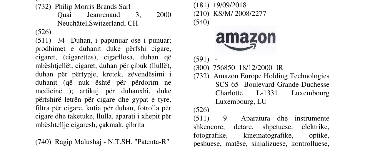 Zëri i markës AMAZON në buletin