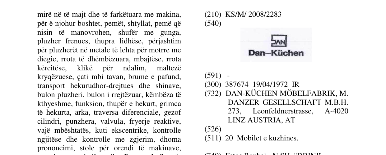 Zëri i markës Dan-Küchen në buletin