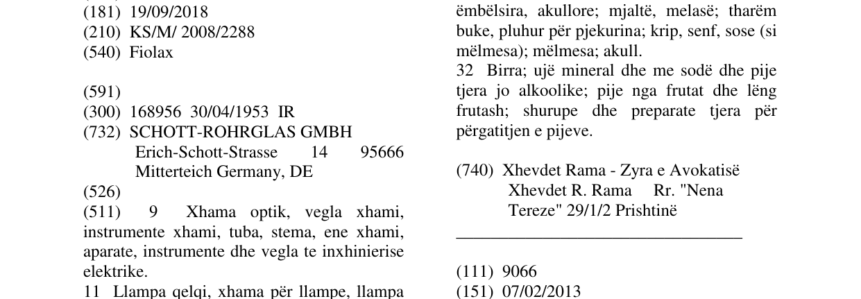 Zëri i markës Fiolax në buletin