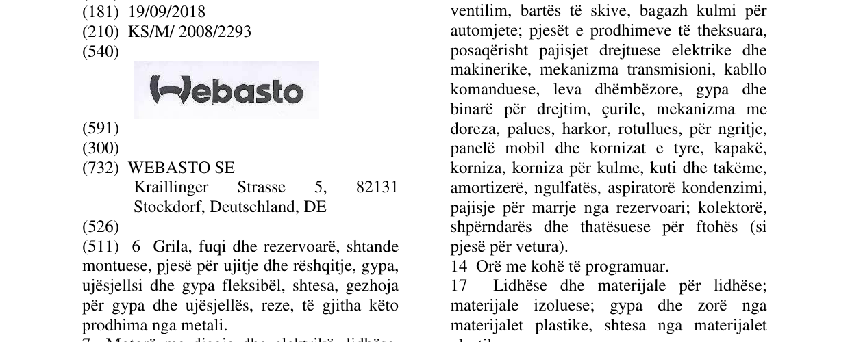 Zëri i markës Webasto në buletin