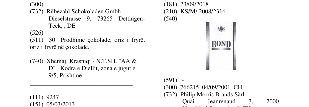Zëri i markës BOND në buletin