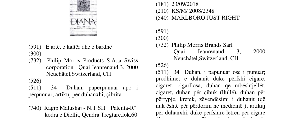Zëri i markës MARLBORO JUST RIGHT në buletin