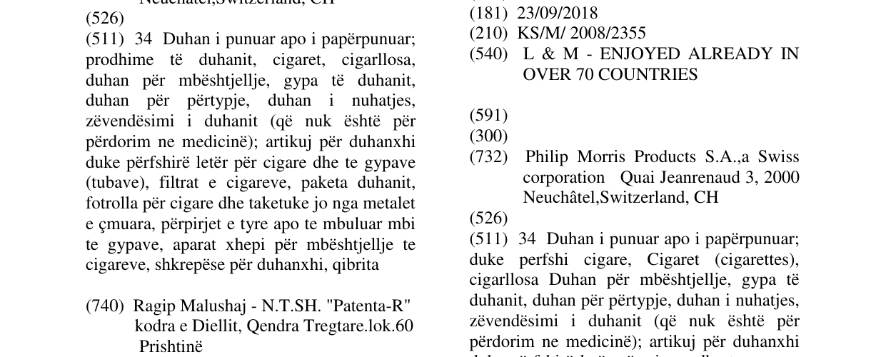 Zëri i markës L & M - ENJOYED ALREADY IN OVER 70 COUNTRIES në buletin
