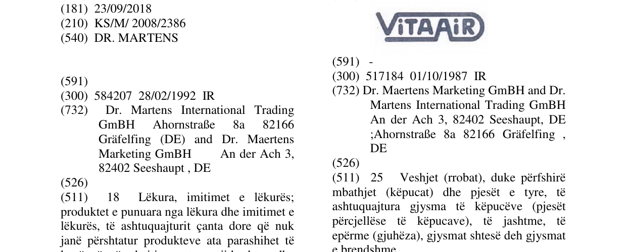 Zëri i markës DR. MARTENS në buletin