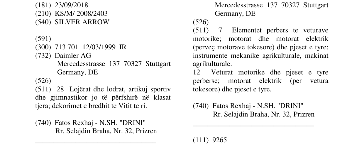 Zëri i markës SILVER ARROW në buletin