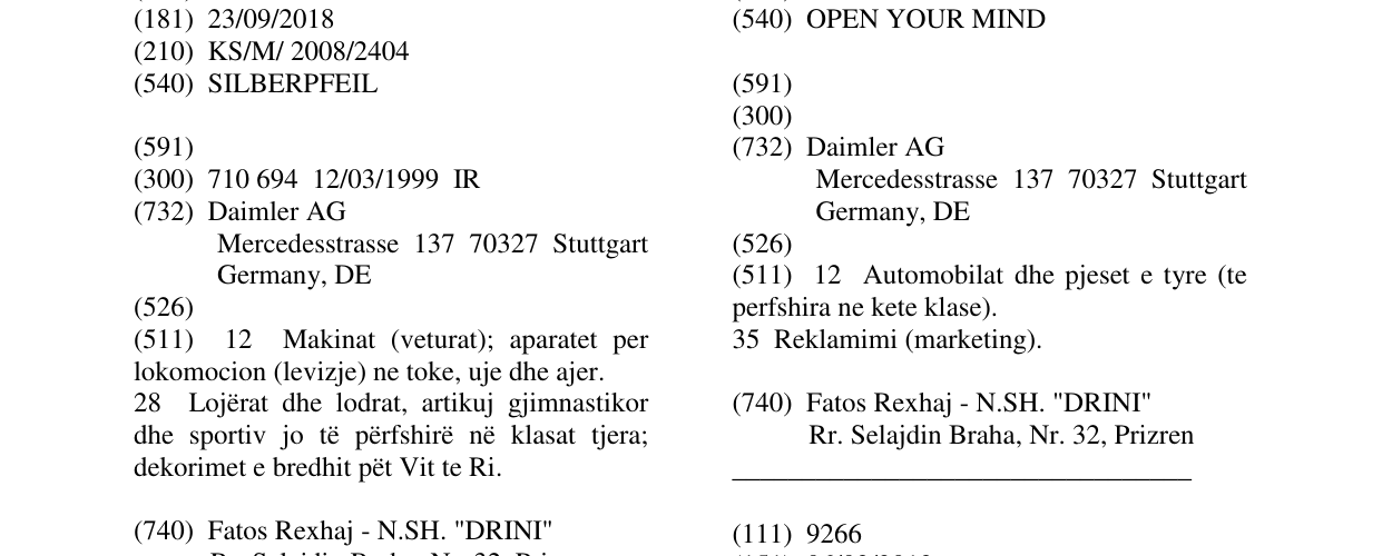 Zëri i markës SILBERPFEIL në buletin