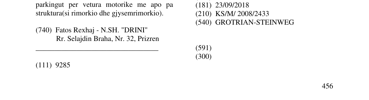 Zëri i markës GROTRIAN-STEINWEG në buletin