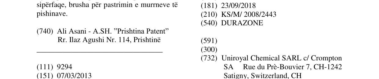 Zëri i markës DURAZONE në buletin