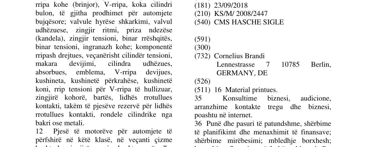 Zëri i markës CMS HASCHE SIGLE në buletin