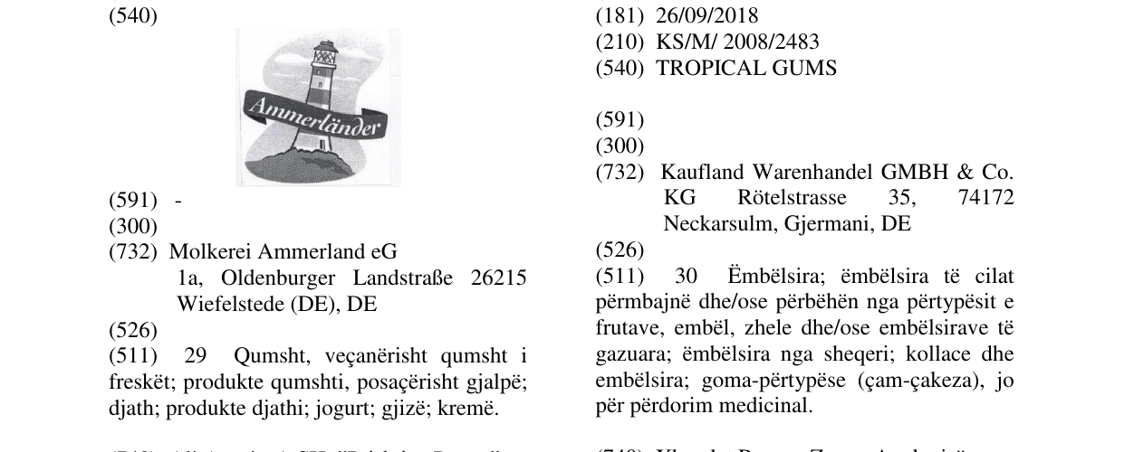 Zëri i markës TROPICAL GUMS në buletin