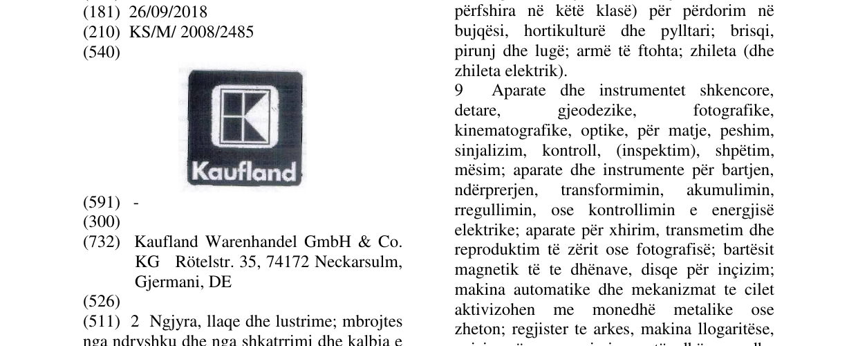 Zëri i markës K KAUFLAND në buletin