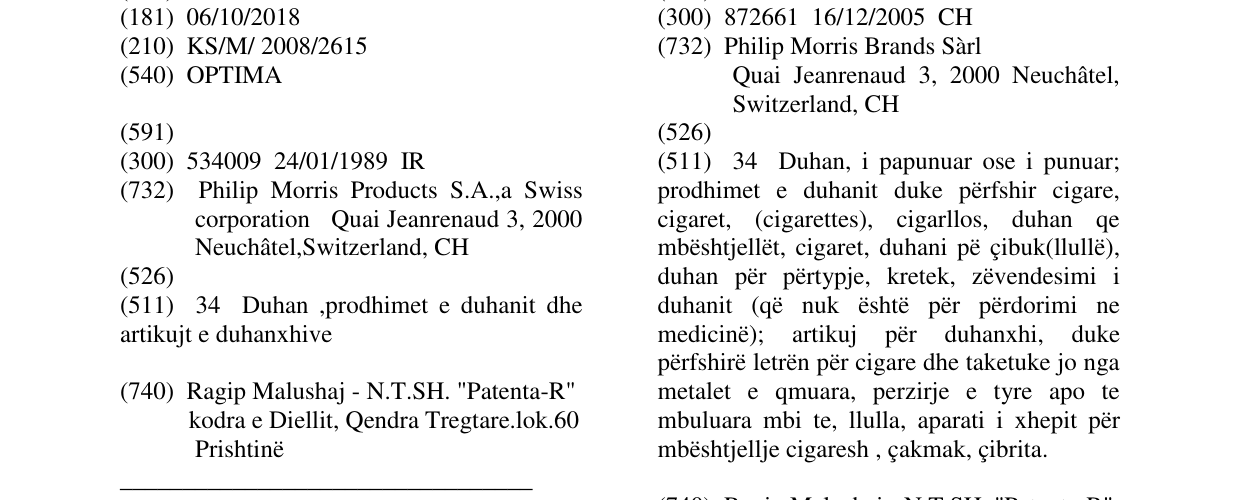 Zëri i markës OPTIMA në buletin