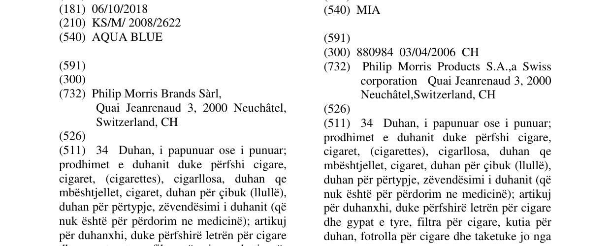 Zëri i markës AQUA BLUE në buletin