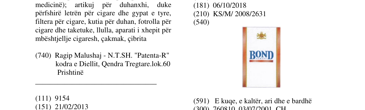 Zëri i markës BOND në buletin